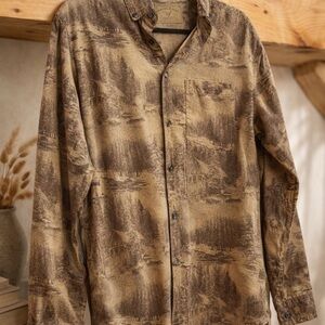 Men's Rustic Brown Patterned Button Down Shirt